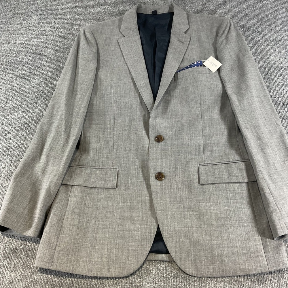J.Crew Thompson Voyager Sport Coat Blazer 40R 100% Wool Gray Mens Suit Jacket - Picture 4 of 15
